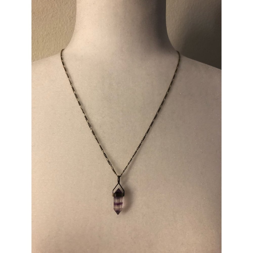 Purple Fluorite Crystal Necklace